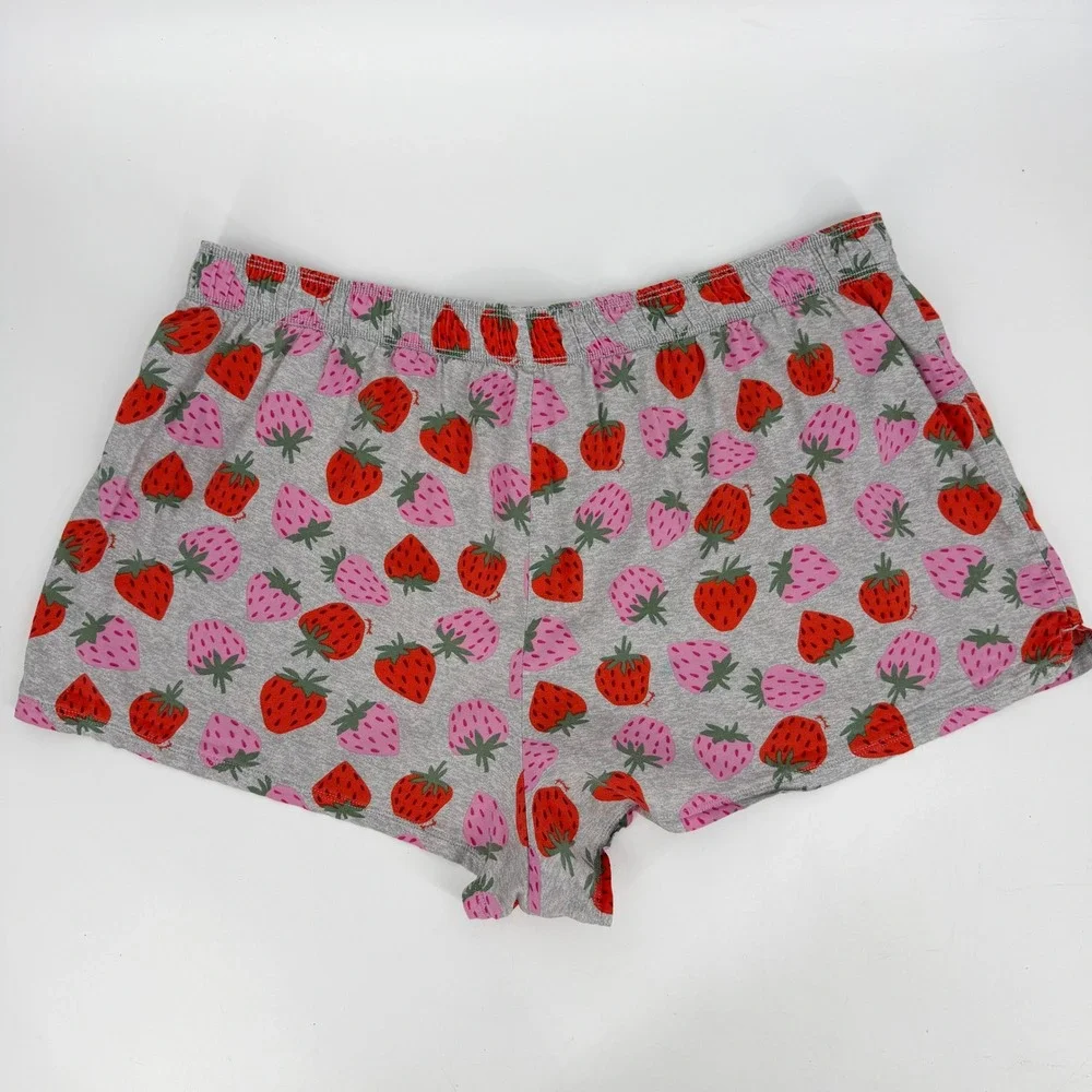 Victoria's Secret PINK Strawberry‎ Gray Pajama Boxer Shorts XL